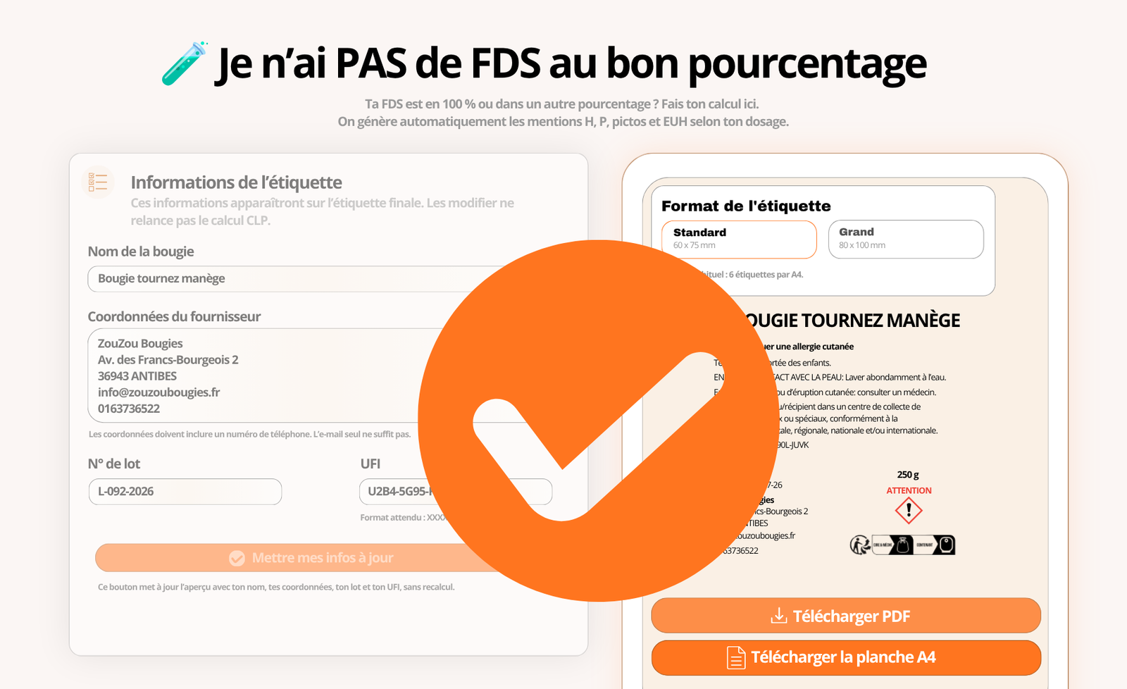 Générateur d'étiquettes CLP bougie